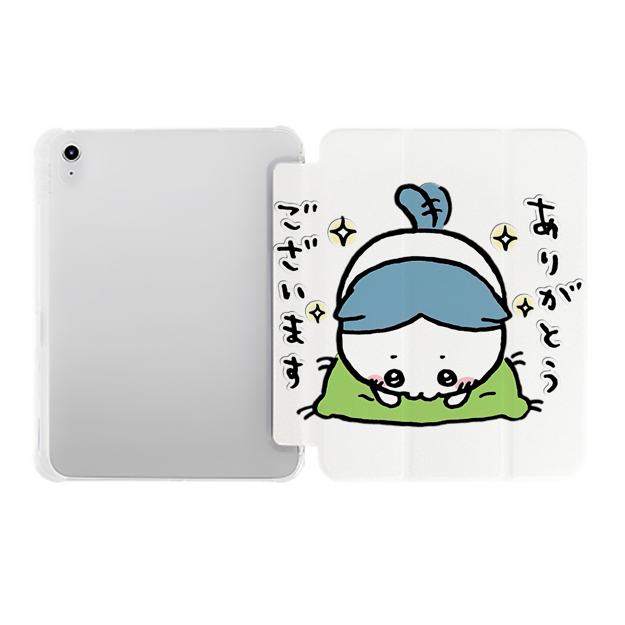 （画像用） ちいかわ ハチワレ Chii-kawa hachiware IPad ケース ペン収納付き 三つ折りスタンド PUレザー×シリコン 対応機種9.5/10.5/10.9インチ